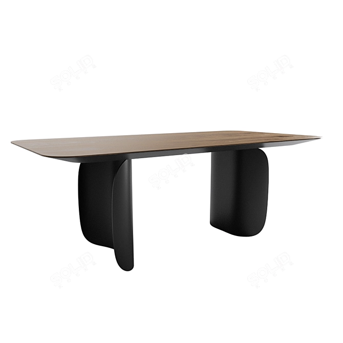 Sleek Curl Design Dining Table 3D model image 1