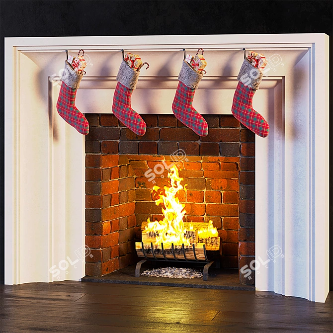 Cozy Christmas Fireplace 3D model image 1