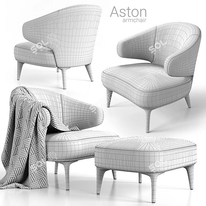 Modern Italian Armchair: Minotti Aston 3D model image 2