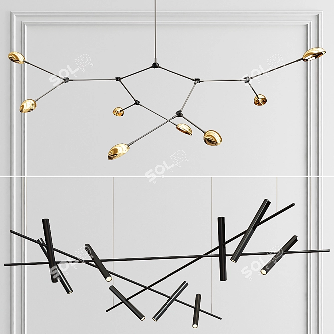 Luxury Chandelier Collection - 3 Choices 3D model image 2