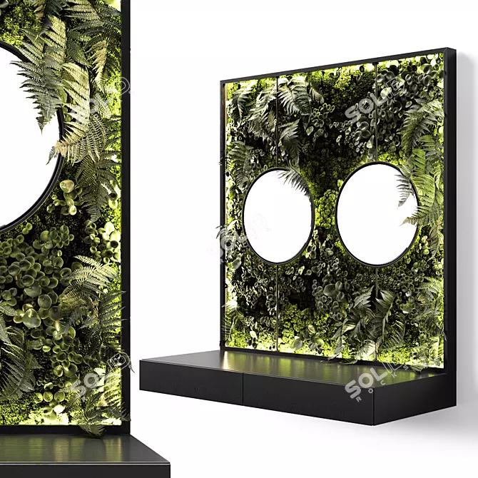 Console Mirror & Vertical Garden 3D model image 1