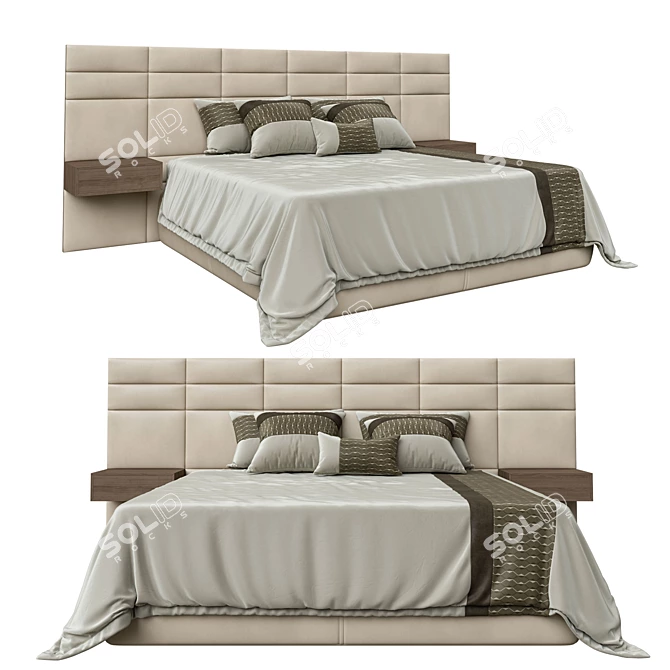 Elegance Queen Bed 3D model image 1