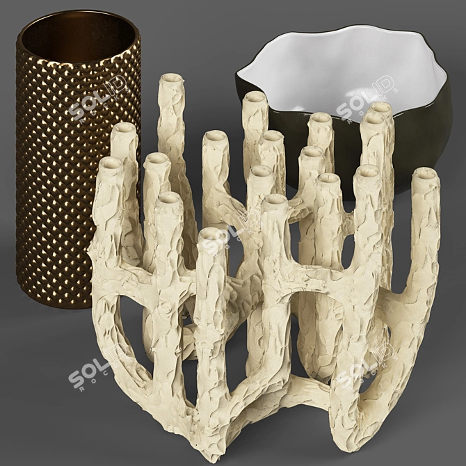 Luxury Ocean-inspired Vase Set 3D model image 1