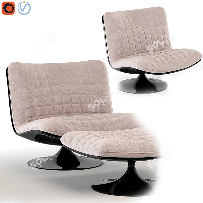 Elegant Contemporary Armchair Set 3D model image 1