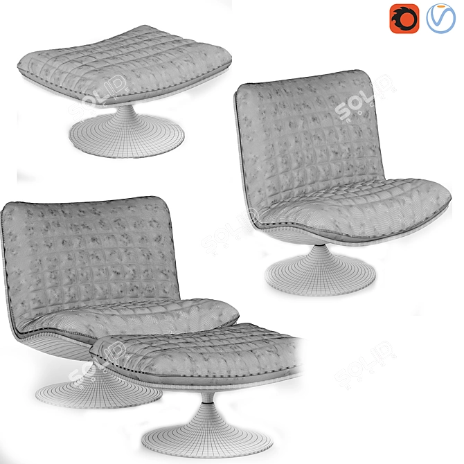 Elegant Contemporary Armchair Set 3D model image 3