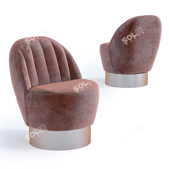 Cherry Brown Velvet Armchair: Art Deco Style 3D model image 1