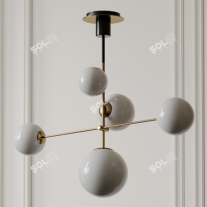 Maxim Vesper 5-Light Pendant: Elegant Satin Brass & Black 3D model image 1