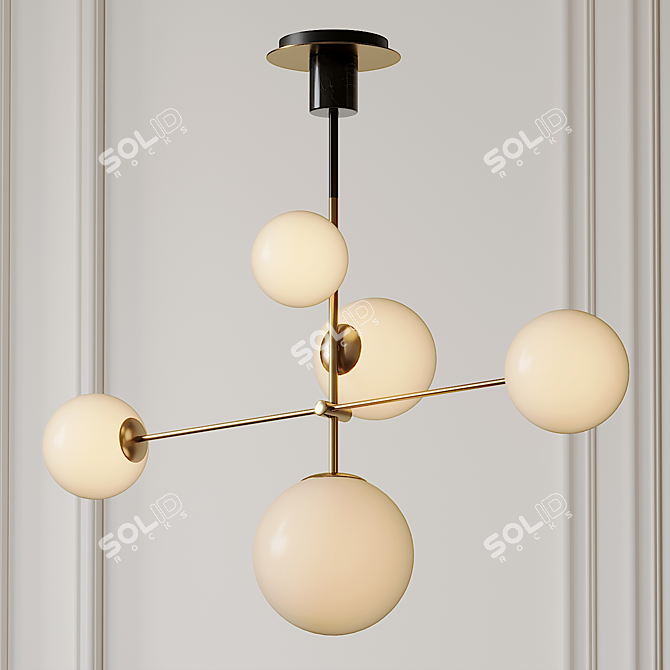 Maxim Vesper 5-Light Pendant: Elegant Satin Brass & Black 3D model image 2