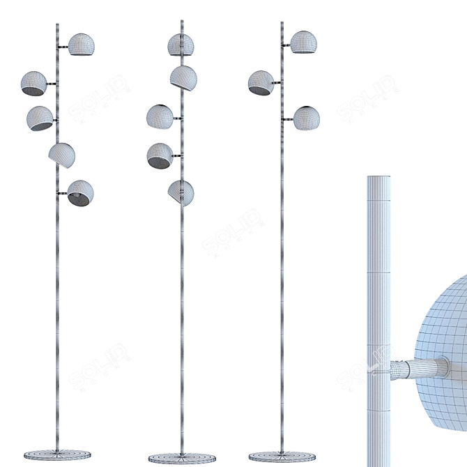 Chrome 5-Lite Floor Lamp: Elegant and Retro 3D model image 2