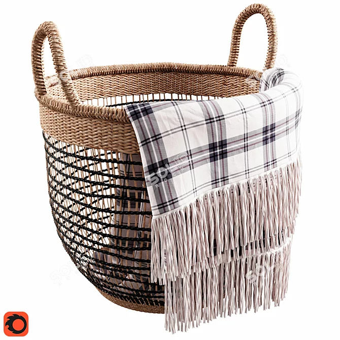 Handwoven Basket: A Stylish Storage Solution 3D model image 1