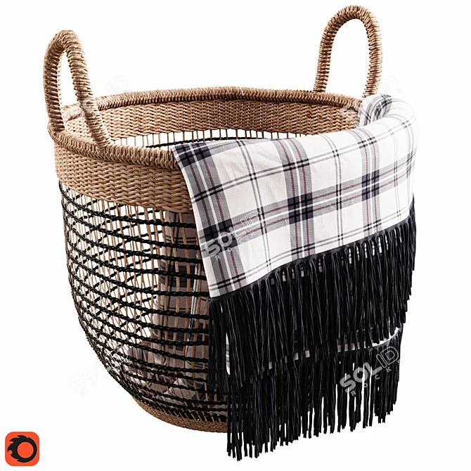 Handwoven Basket: A Stylish Storage Solution 3D model image 2