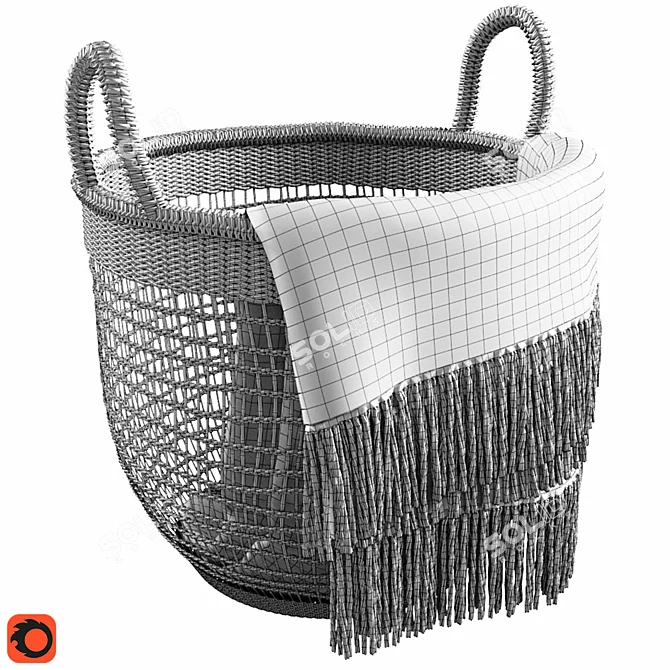 Handwoven Basket: A Stylish Storage Solution 3D model image 3