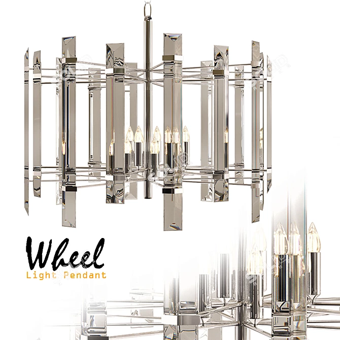 Elegant Wheel Pendant Light 3D model image 1