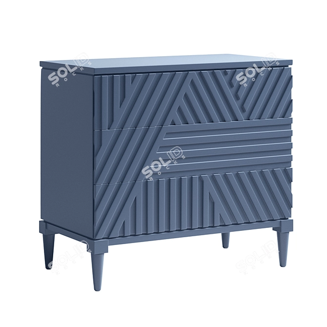 Modern Blue Carved Drawer Chest 3D model image 1