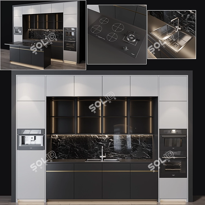 Modern Kitchen Set 3D model image 1