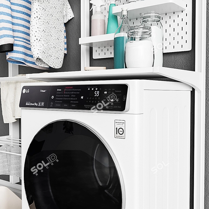 Versatile Wall-Mounted Laundry Solution 3D model image 3