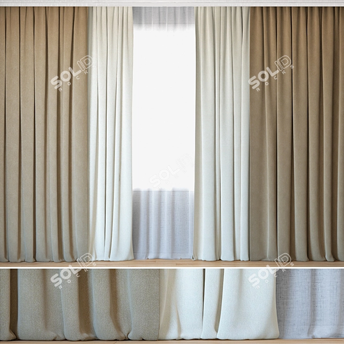 Luxury Curtains Set with Tulle | Backhausen Achilles 3D model image 1