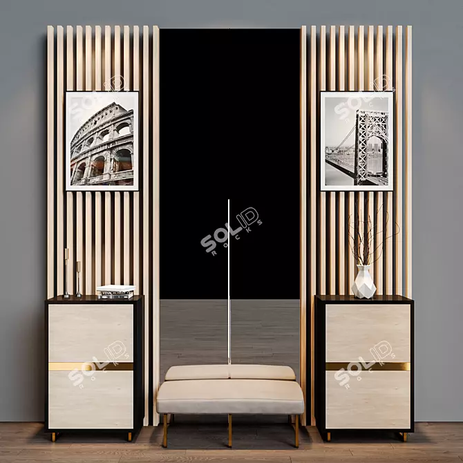 Modern Hallway Console Table with Storage 3D model image 1