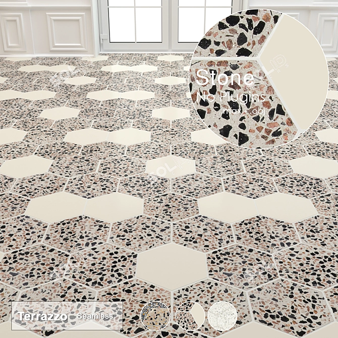 Sleek Terrazzo Stone Collection 3D model image 2