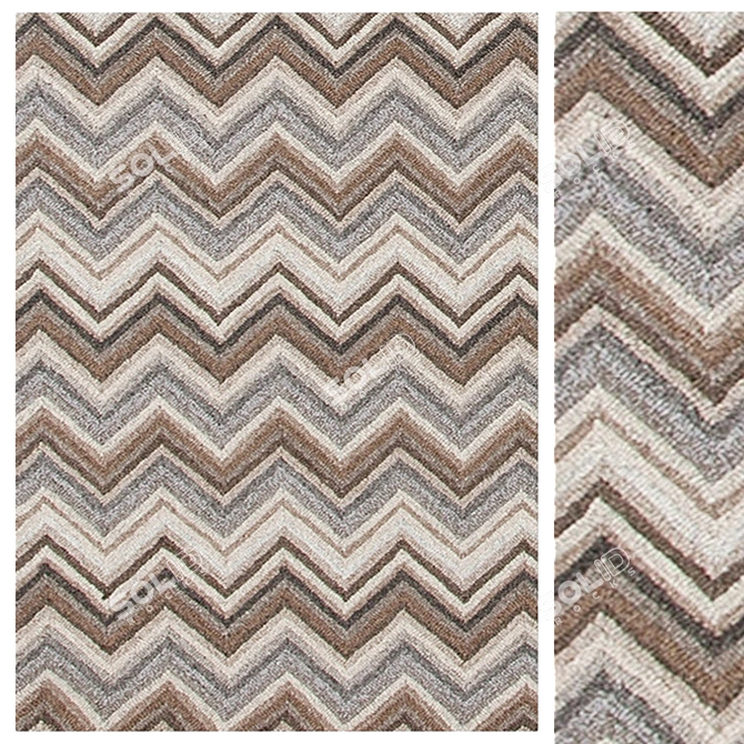 Zig Zag Wool Rug: Statement Size 3D model image 1