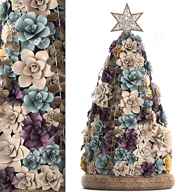 Exotic Succulent Christmas Tree 3D model image 1
