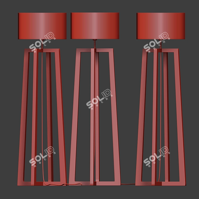 Rustic Wood Floor Lamp 3D model image 2