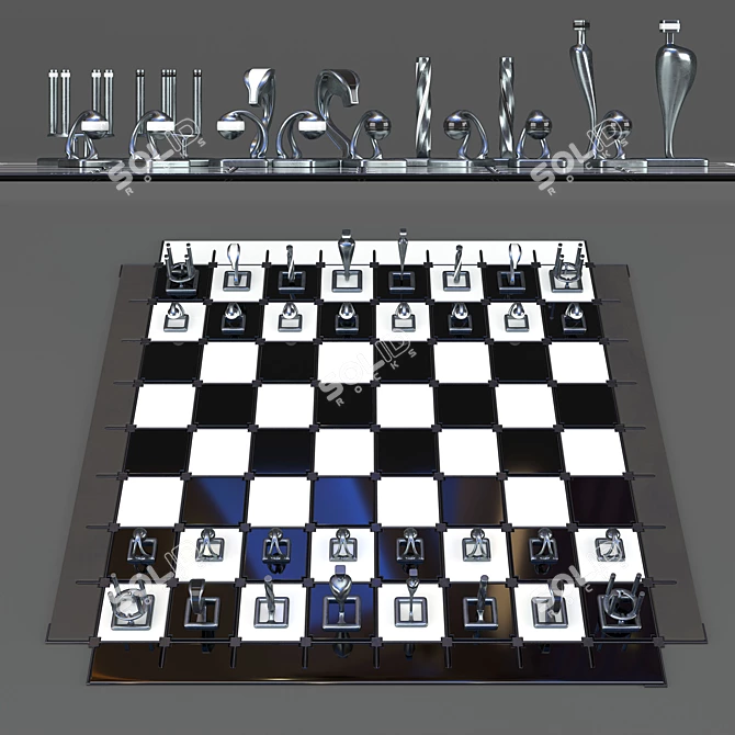 Classic Chess Set with OBJ Model 3D model image 1