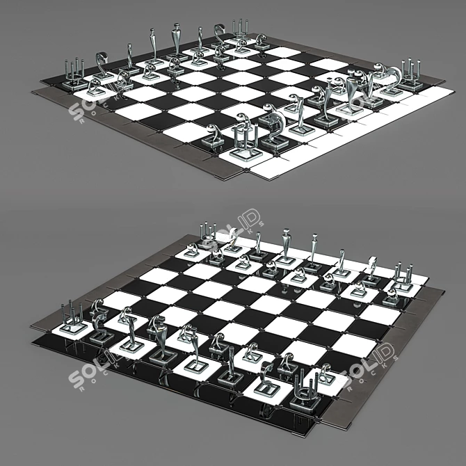 Classic Chess Set with OBJ Model 3D model image 2