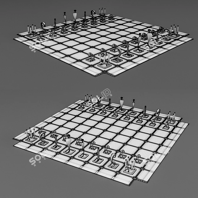 Classic Chess Set with OBJ Model 3D model image 3