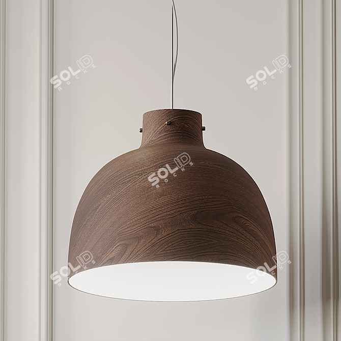 Elegant Wood Pendant Light 3D model image 1
