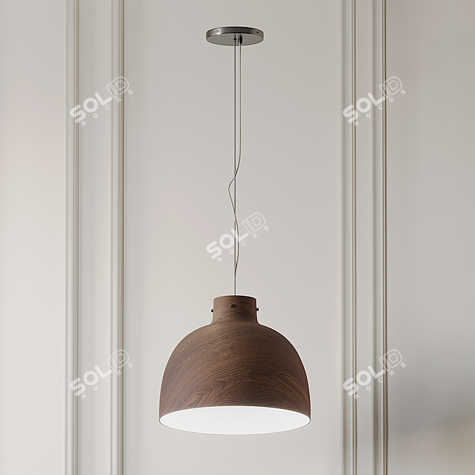 Elegant Wood Pendant Light 3D model image 2