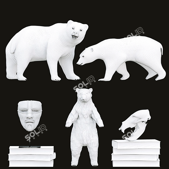 Adorable Bear Trio Decor Set 3D model image 3