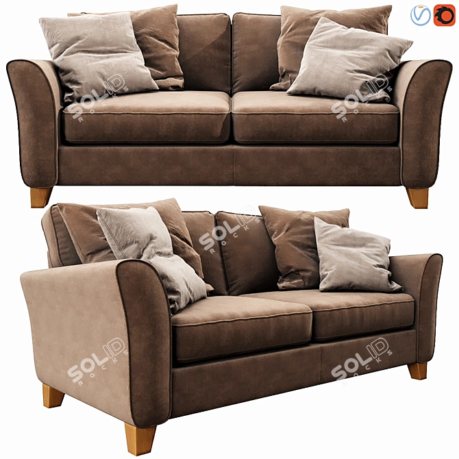 Harveys Nina 3-Seater Sofa: Modern Elegance for Any Space 3D model image 1