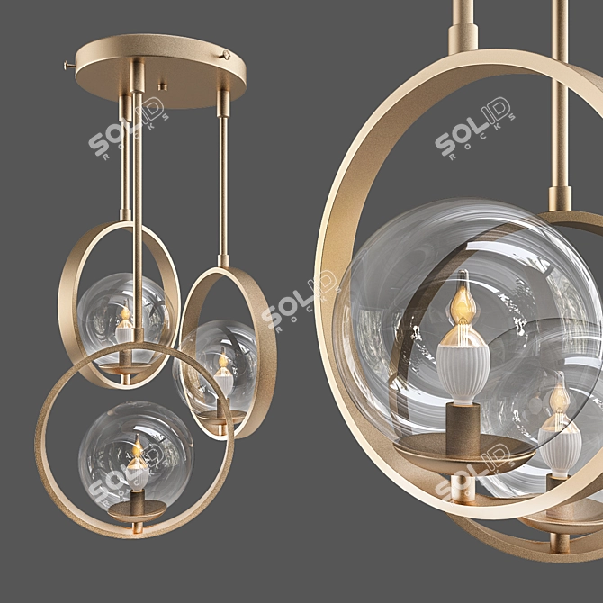 Gorgeous Gold Triple Light 3D model image 1