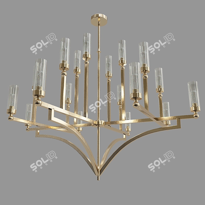 Elegant 18-Light Capital Gold Chandelier 3D model image 1