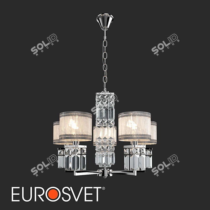 Zaffiro Crystal Pendant Chandelier - Chrome Luxury 3D model image 2
