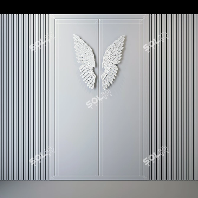  Angel Wings Metal Wall Decor 3D model image 3