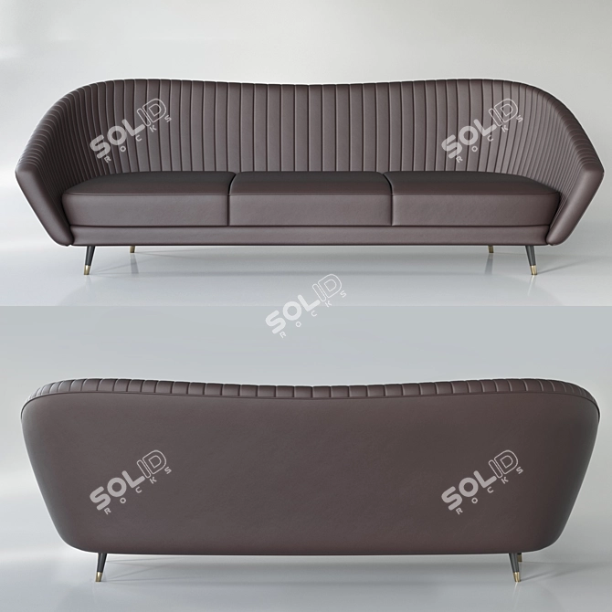 Luxury Leather Sofa: Modern Design & Comfy 3D model image 2