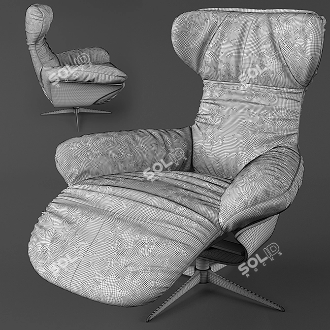 Natuzzi Ilia Armchair: Black Leather, Brown Velvet, Grey Velvet 3D model image 3