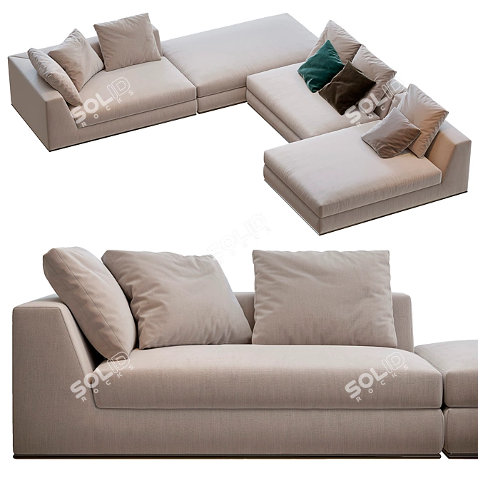 Minotti Hamilton Modulo Sofa: Stylishly Versatile Seating Solution 3D model image 2