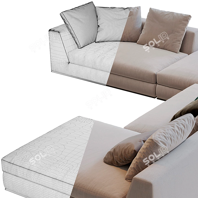 Minotti Hamilton Modulo Sofa: Stylishly Versatile Seating Solution 3D model image 3