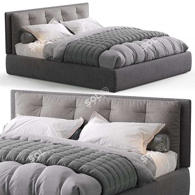 Modern Sleek Jesse Bed 3D model image 1