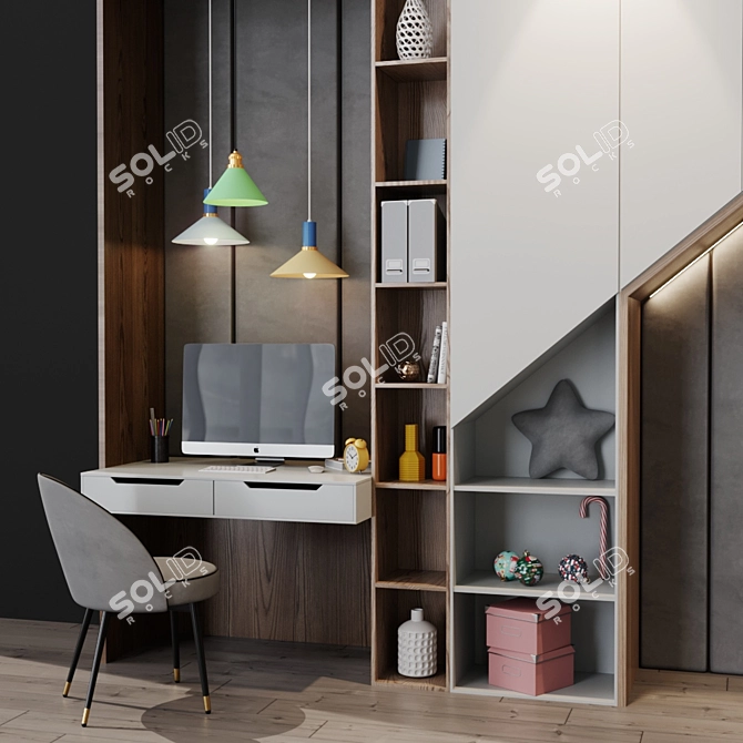 Modern Workplace Desk 3D model image 2