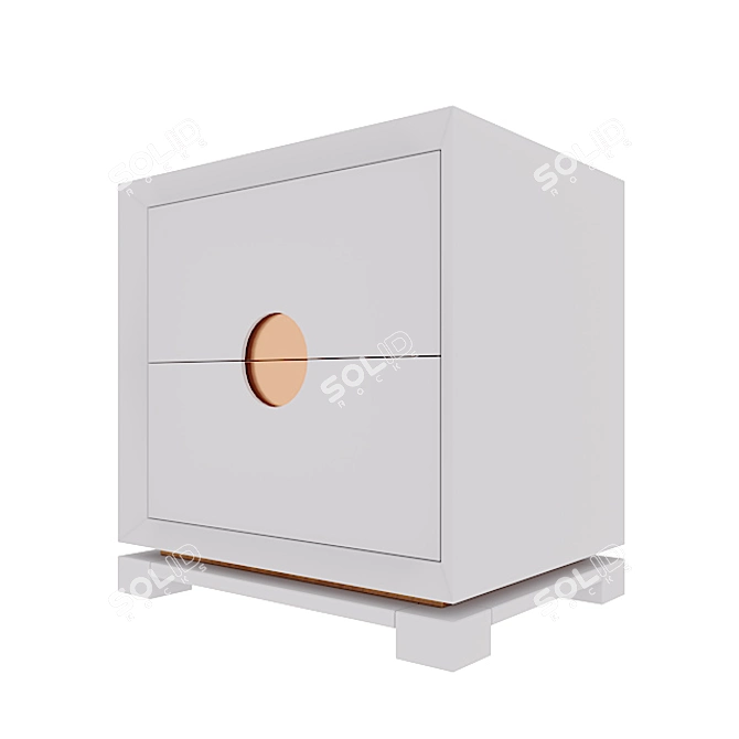 Classic Wood and Brass 2-Drawer Cabinet 3D model image 1