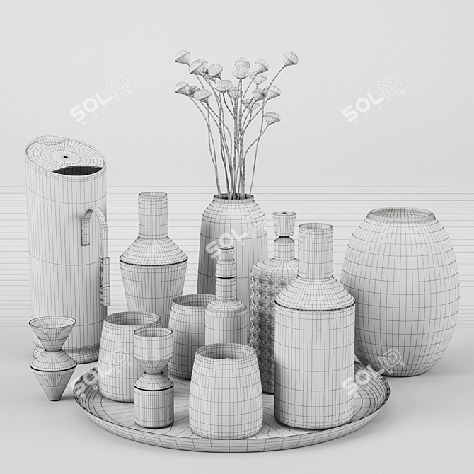 Elegant Kitchen Decor Set 3D model image 3