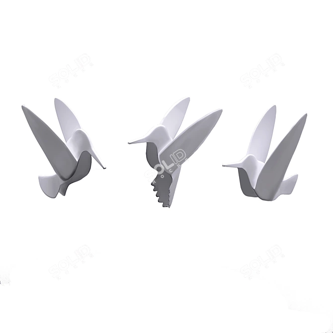 Whimsical Hummingbird Wall Art 3D model image 2