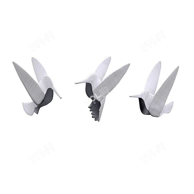 Whimsical Hummingbird Wall Art 3D model image 3