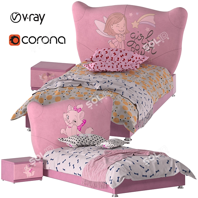 Pink Baby Bed - Cute, Comfortable, and Stylish 3D model image 2