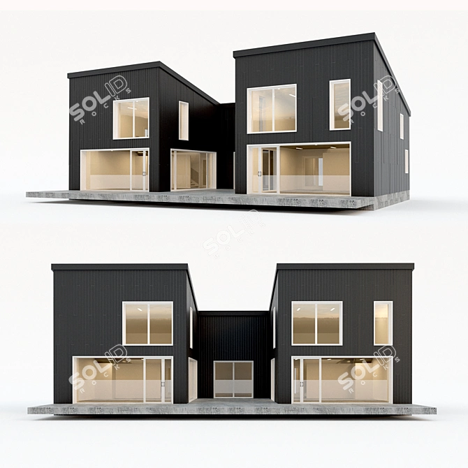 Minimalist Prefab Villa with Panoramic Glazing 3D model image 1