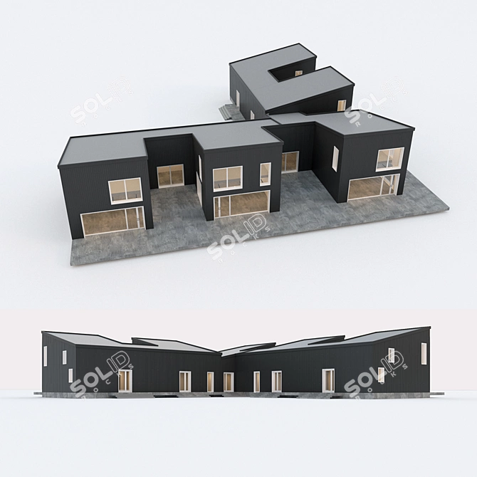 Title: Prefab Villa with Panoramic Glazing 3D model image 2